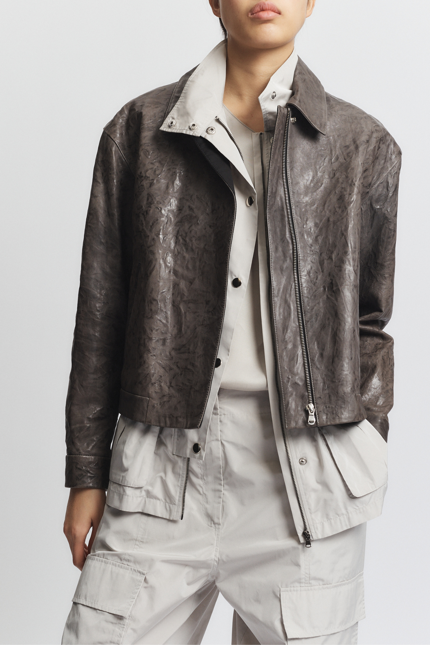 Max Distressed Leather Jacket, Grey – SAINT ART