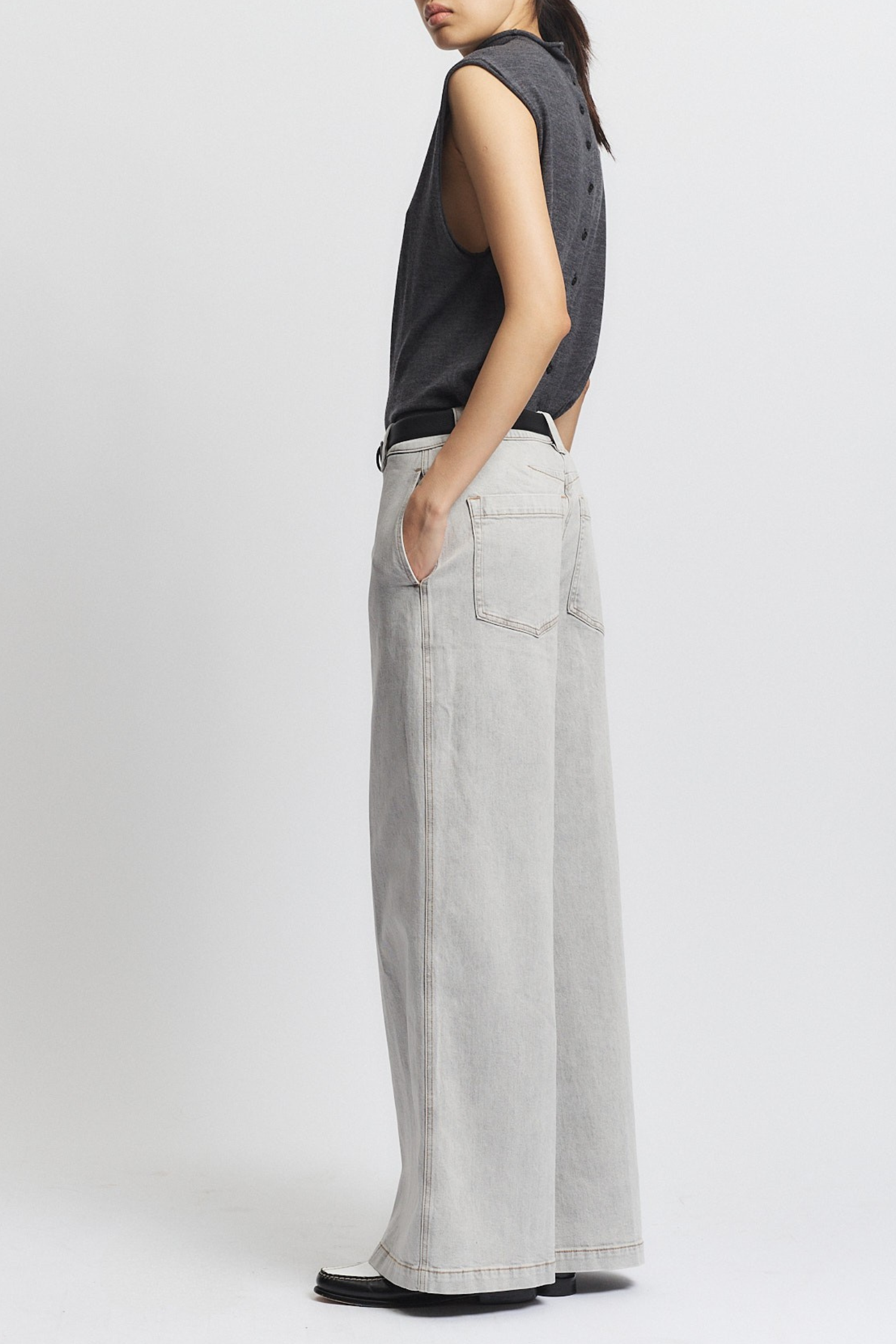 Amber Wide-leg Denim Pant, Powder Grey – SAINT ART