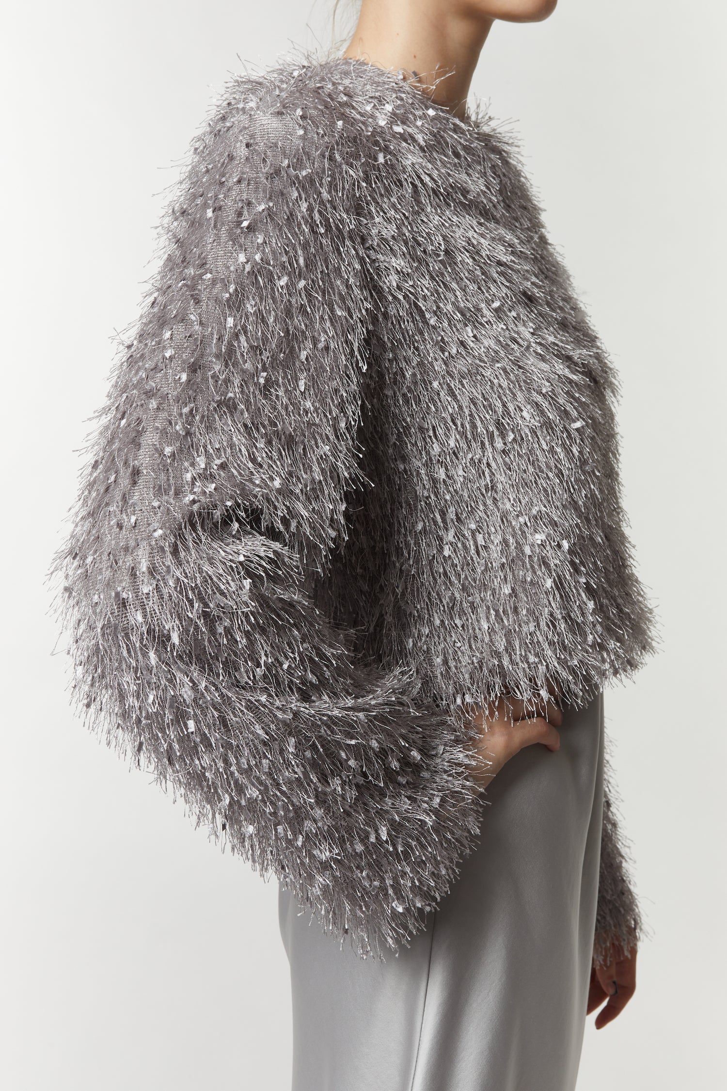 Zara Sweater With Tie Waist Zara Blue Fuzzy Oversized Knit