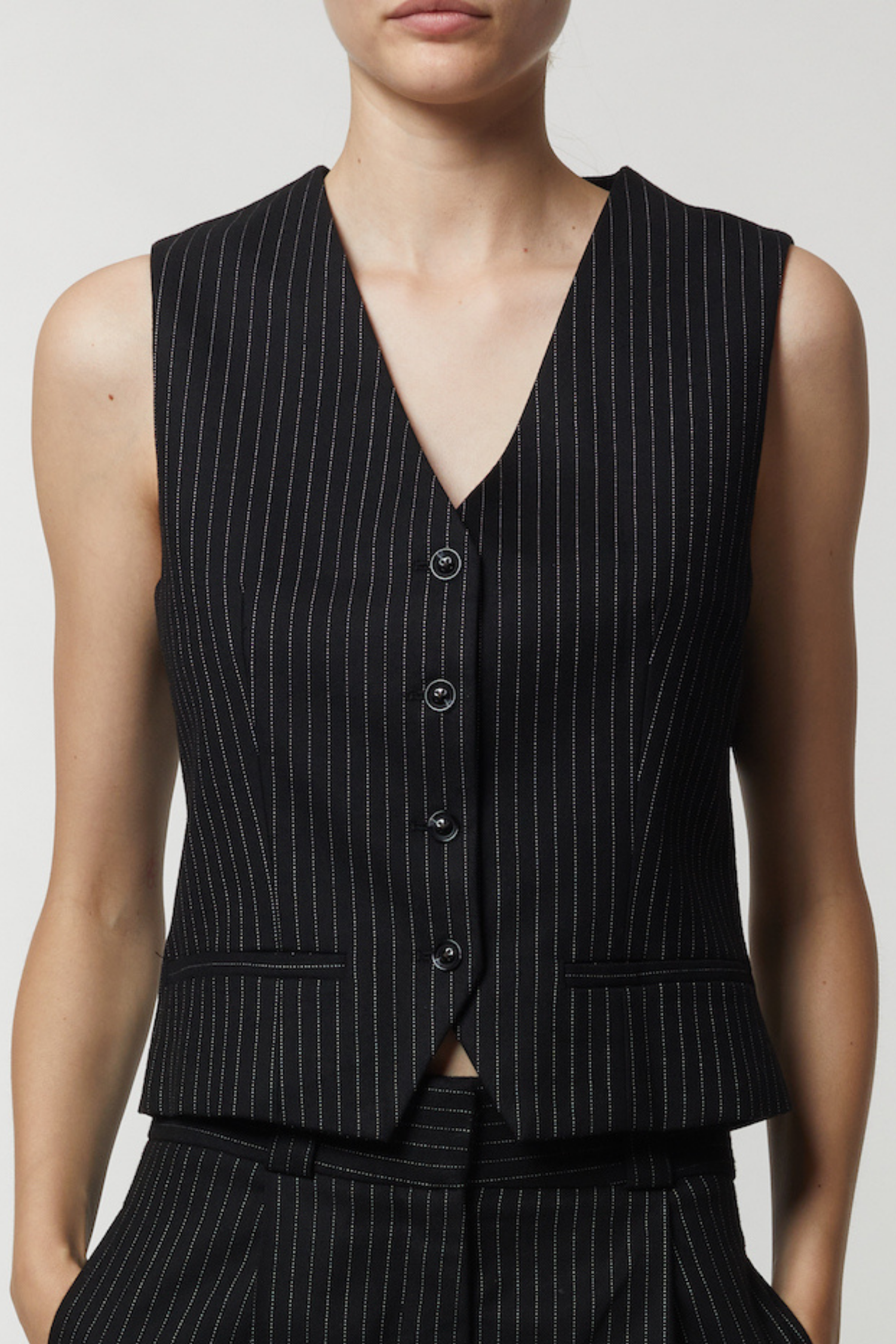 Black pinstripe cheap waistcoat