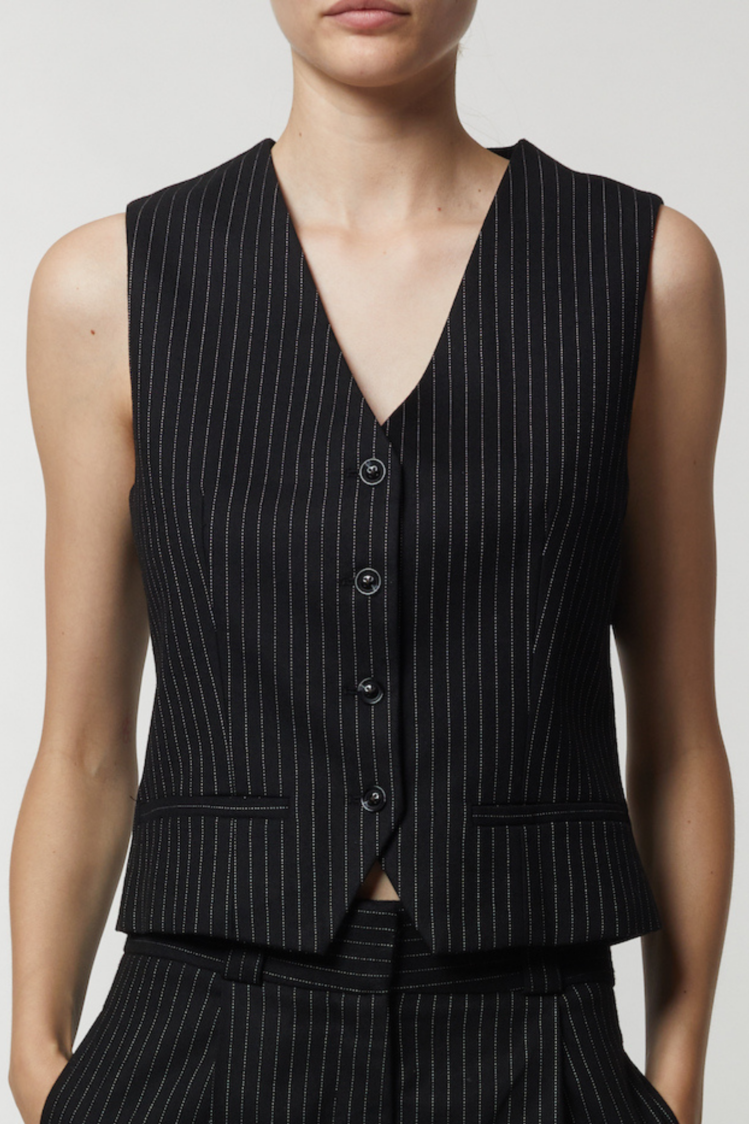 Black sales pinstripe waistcoat
