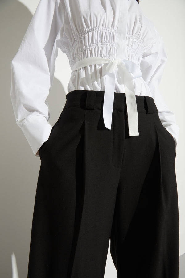 Tiffany Mid-Waisted Wideleg Trouser, Black
