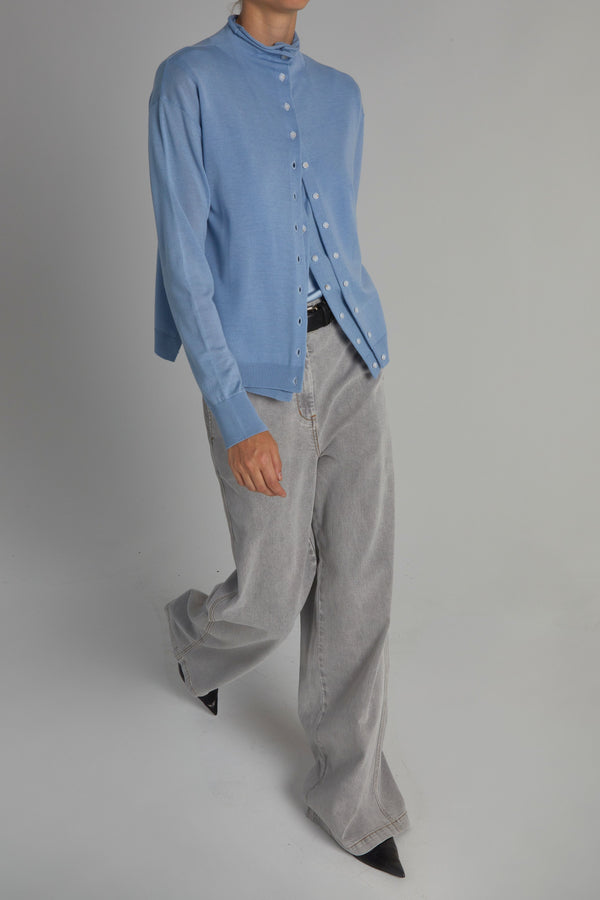 Ashley Buttondown Sweater, Baby Blue