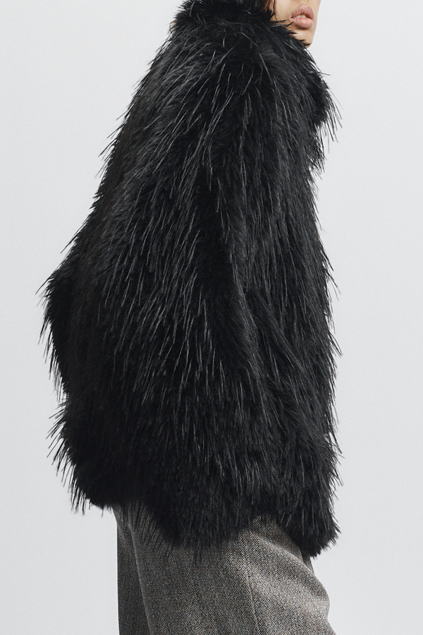 Rhea Shaggy Coat, Black