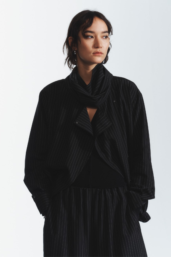 Ivan Pinstripe Blouse, Black