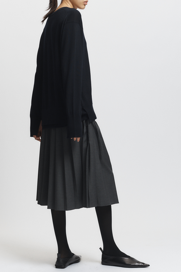 Fabian Pleated Skirt, Dark Grey