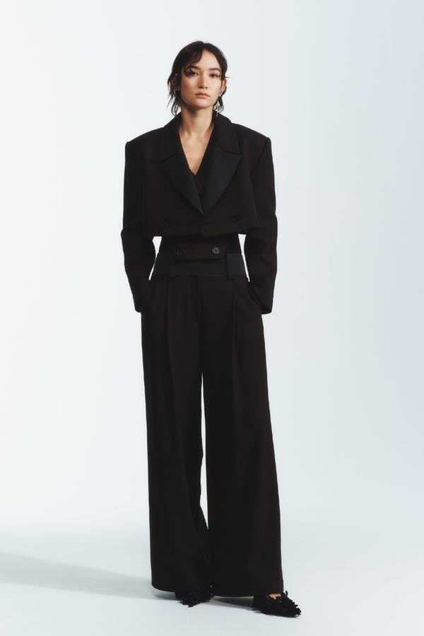 Yasmin Cropped Blazer, Black