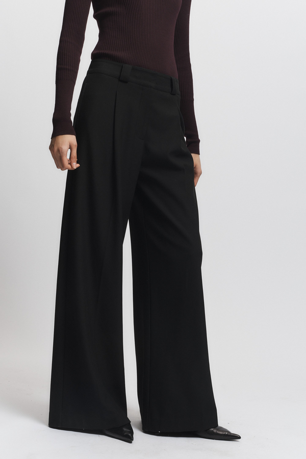 Tiffany Mid-Waisted Wideleg Trouser, Black