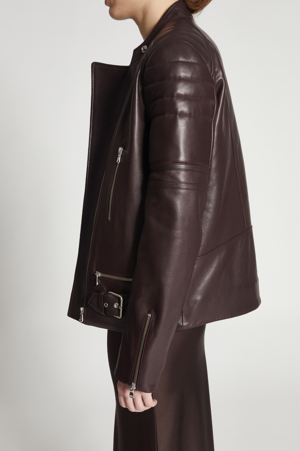 Marcos Leather Moto Jacket, Burgundy