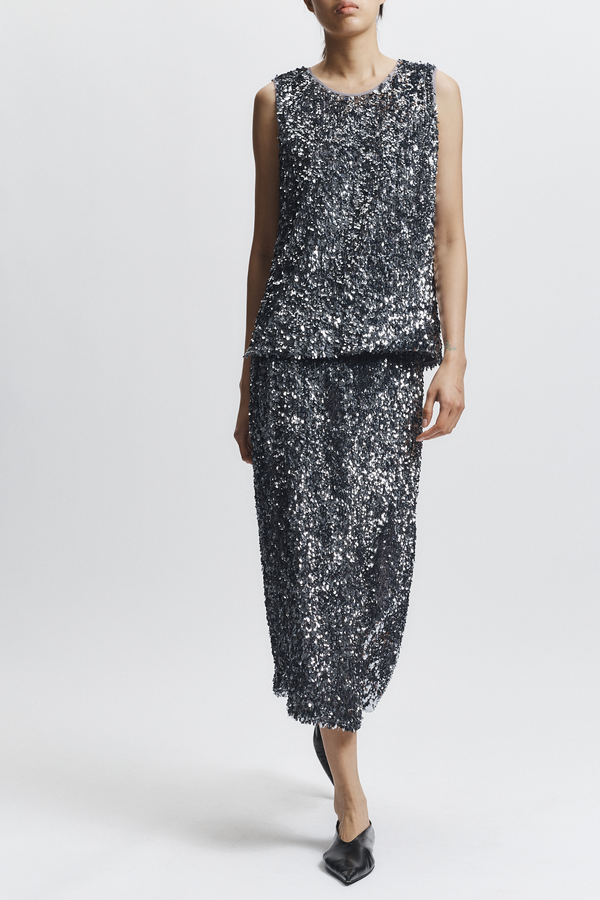 Nylah Teardrop Skirt, Silver