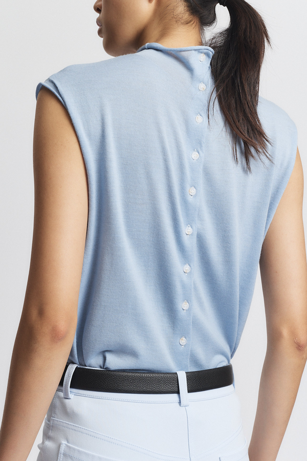 Brooke Sleeveless Sweater, Baby Blue