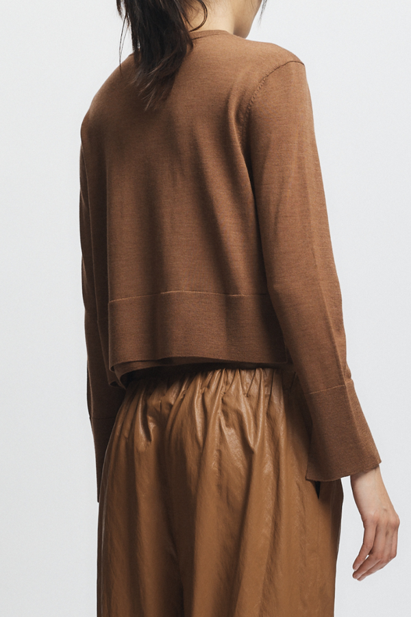 Elodie Layered Crewneck Knit, Clove