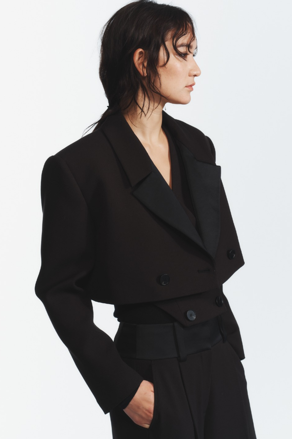 Yasmin Cropped Blazer, Black