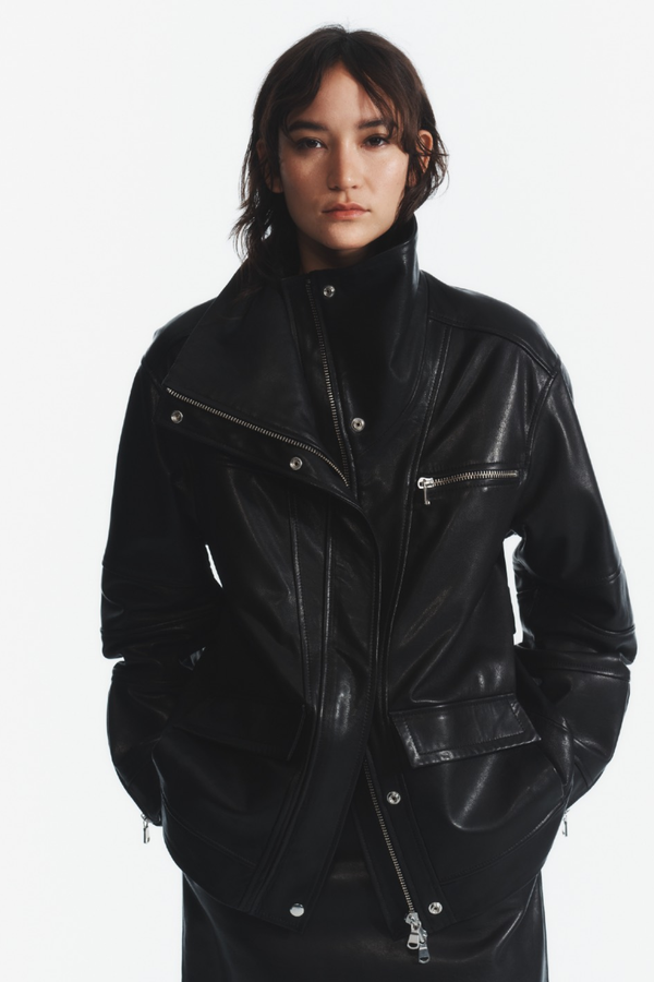 Malik Leather Jacket, Black