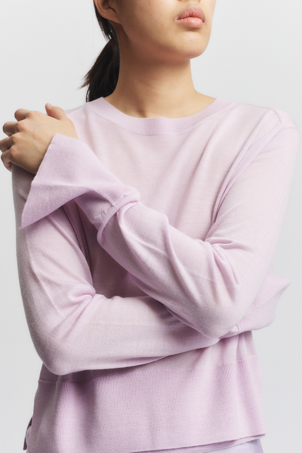 Elodie Layered Crewneck Knit, Lilac