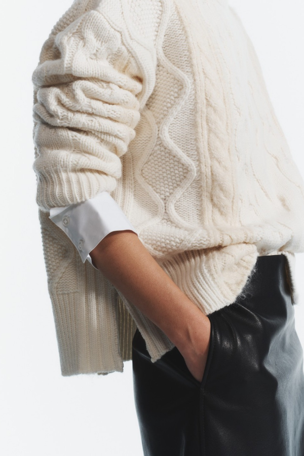 Greyson Cable Sweater, Cream