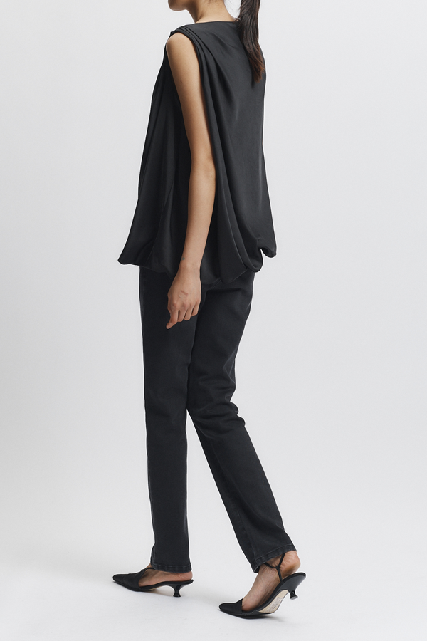 Henrik Draped Blouse, Black