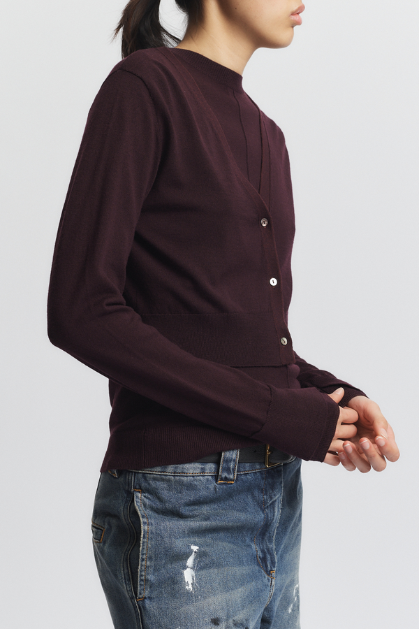 Nixon Cropped Cardigan, Grape