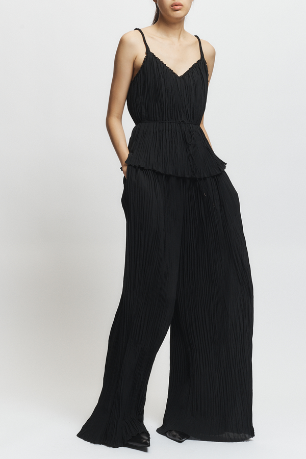 Murphy Pleated Tank Top, Black