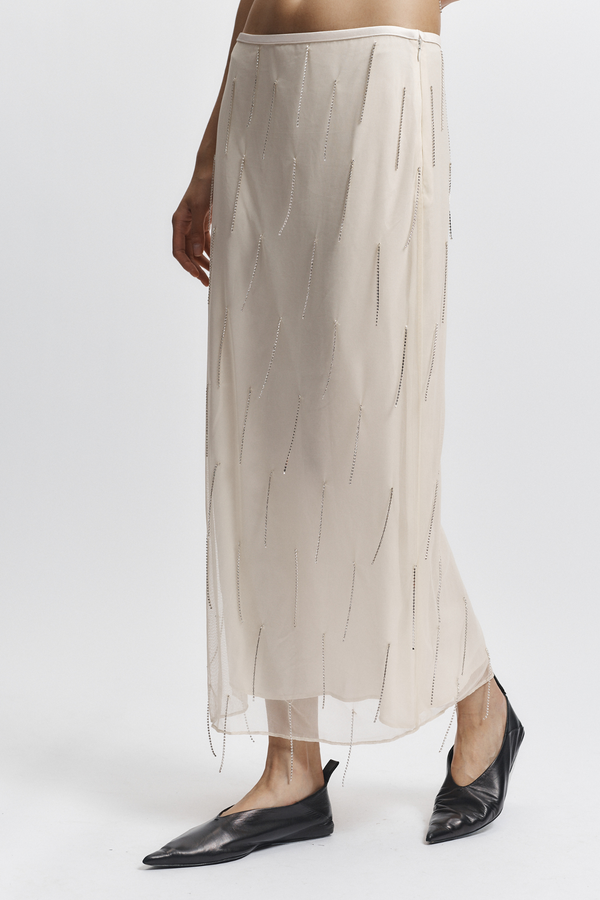 Billie Fringe Skirt, Ivory