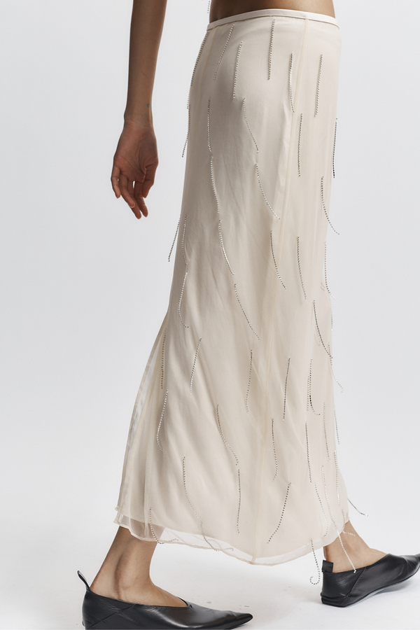 Billie Fringe Skirt, Ivory