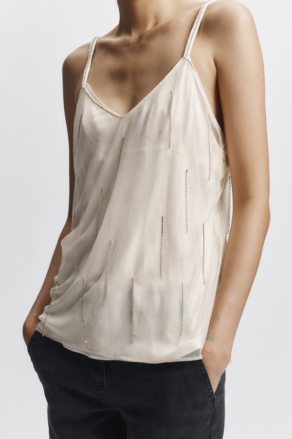 Brixton Fringe Cami, Ivory