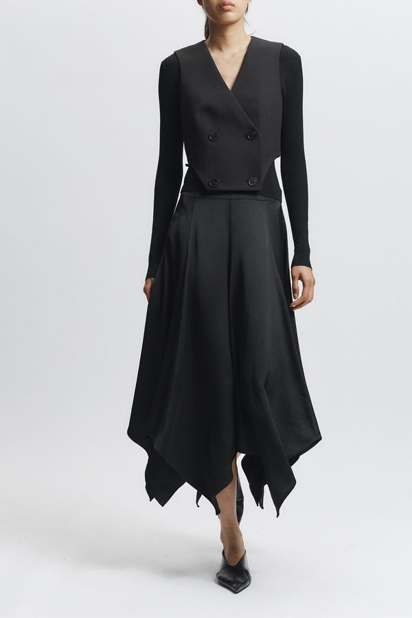 Landon Panel Skirt, Black