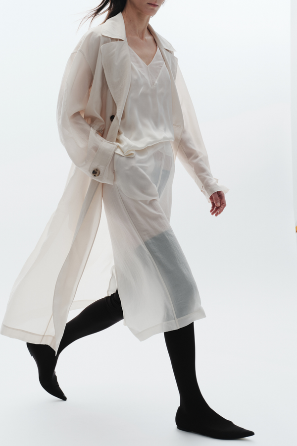 Idris Semi Sheer Skirt, Ivory