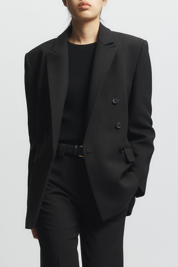 Tanner Double-Breasted Blazer, Black