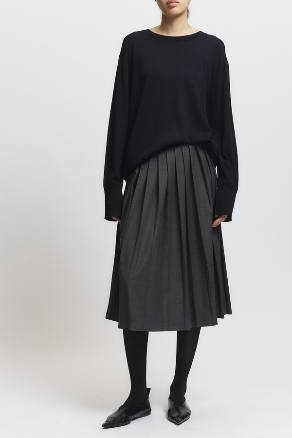 Fabian Pleated Skirt, Dark Grey