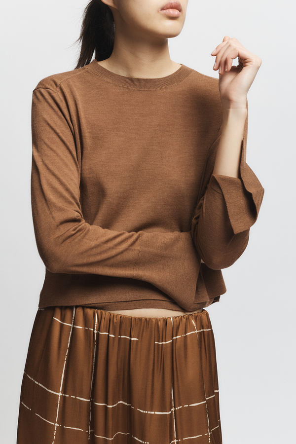 Elodie Layered Crewneck Knit, Clove