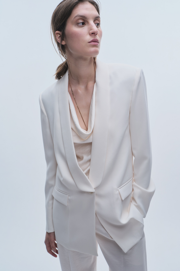 Lennox Everday Blazer, Ivory Crepe