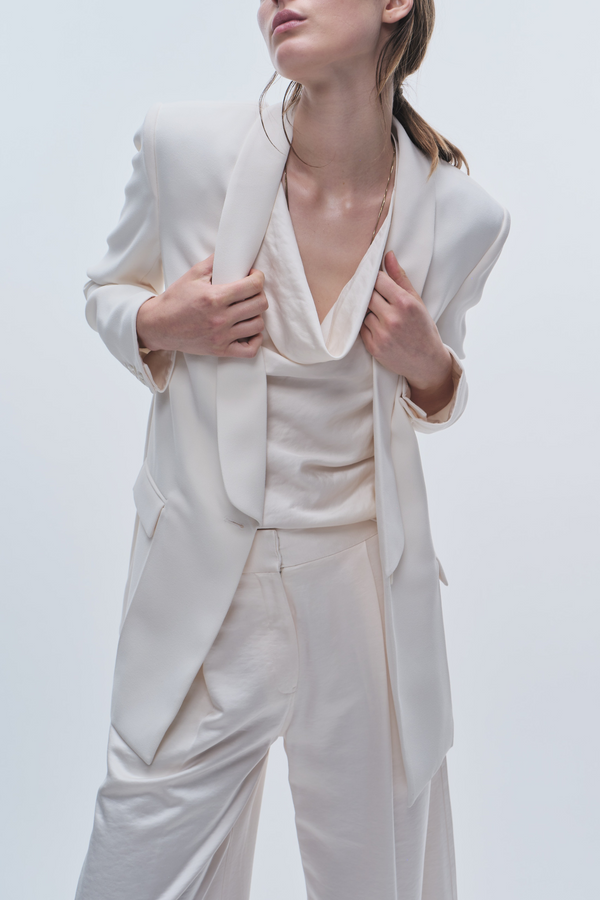 Lennox Everday Blazer, Ivory Crepe