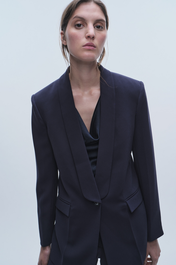 Lennox Everyday Blazer, Navy Crepe