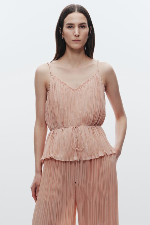 Murphy Pleated Tank Top, Peach
