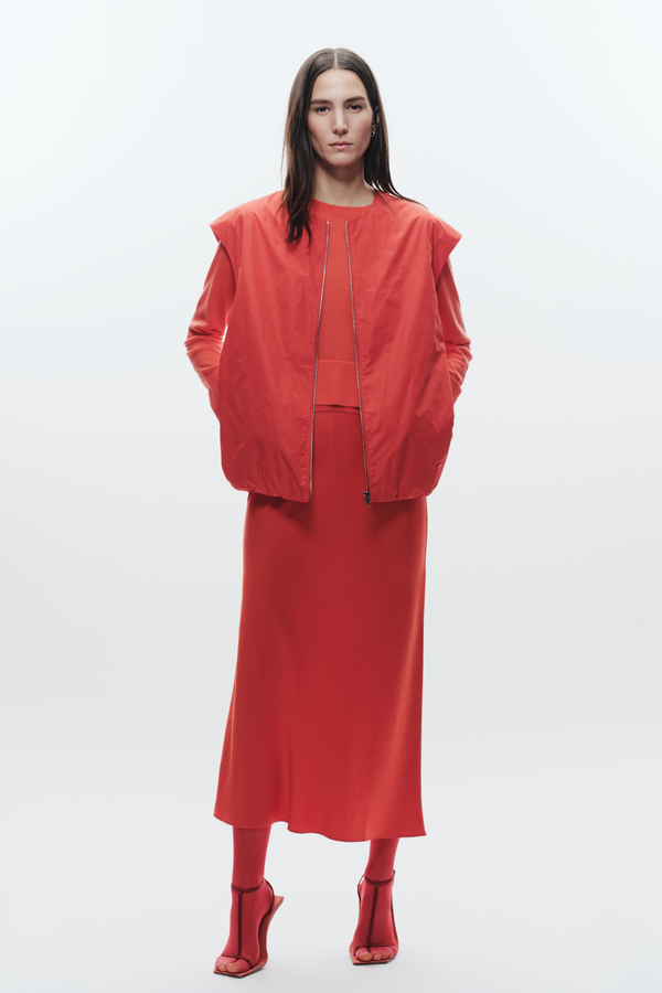 Elijah Oversized Taffeta Vest, Grenadine