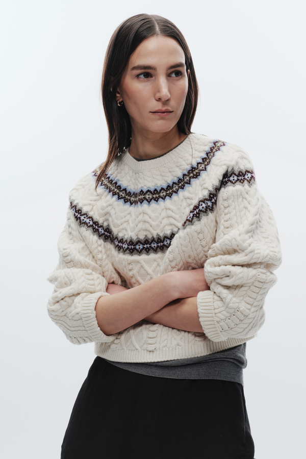 Ainsley Fair Isle Sweater, Ivory