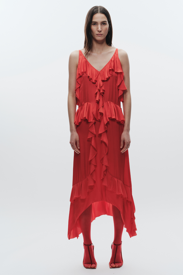 Gavin Ruffled Viscose Dress, Grenadine