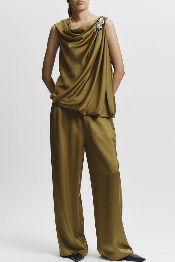 Henrik Draped Blouse, Moss