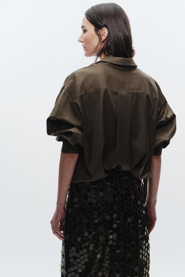 Zyon Mesh Sequin Skirt, Olive