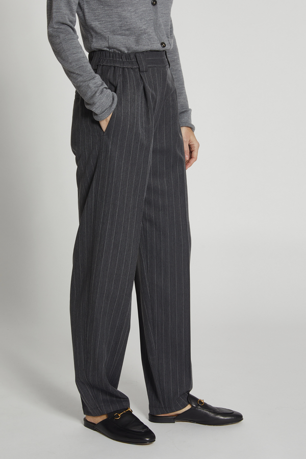 Chester Pinstripe High Waisted Pant, Grey