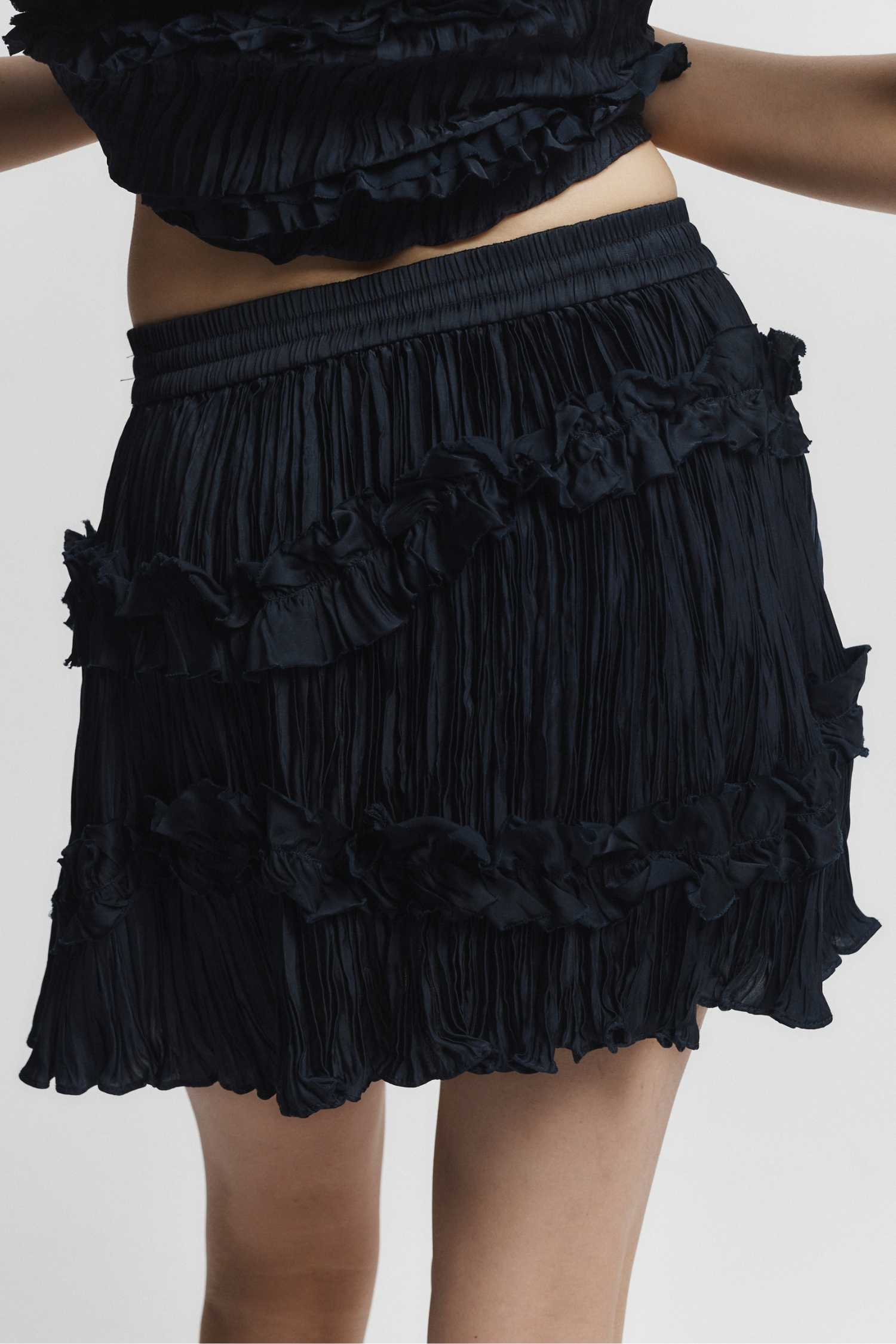 Grace Ruched Mini Skirt, Navy – SAINT ART