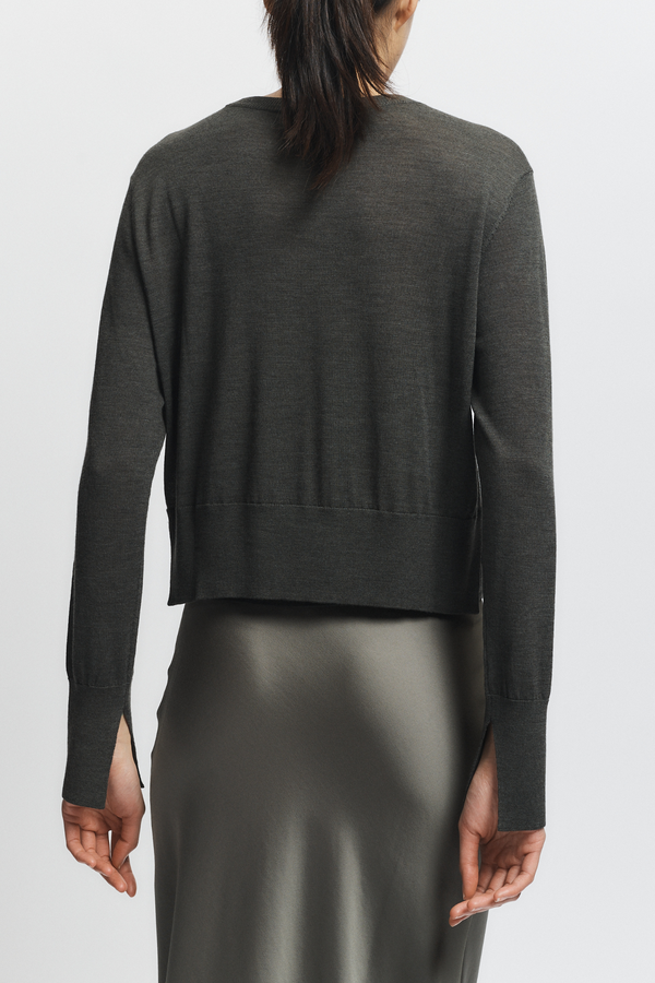 Elodie Layered Crewneck Knit, Olive