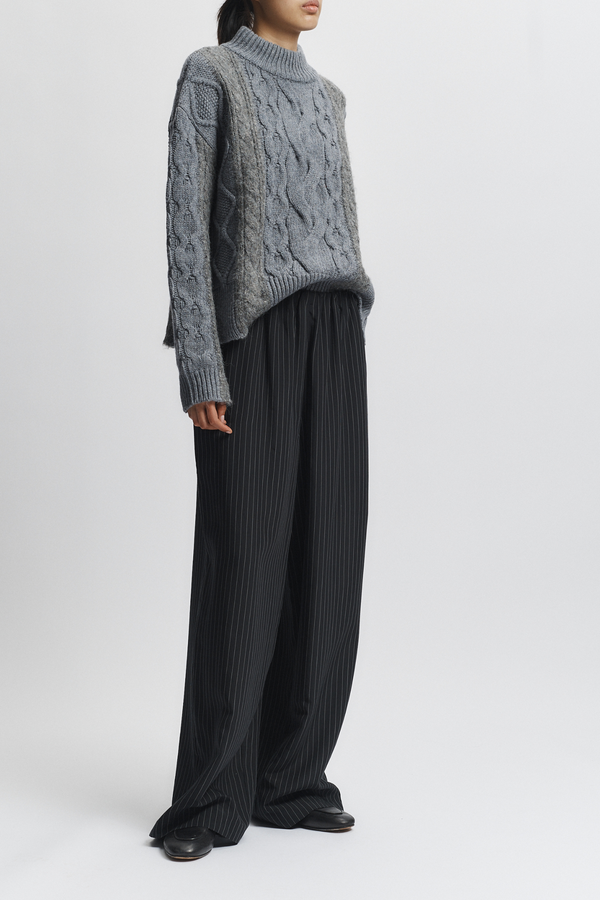 Greyson Cable Sweater, Medium Grey Heather