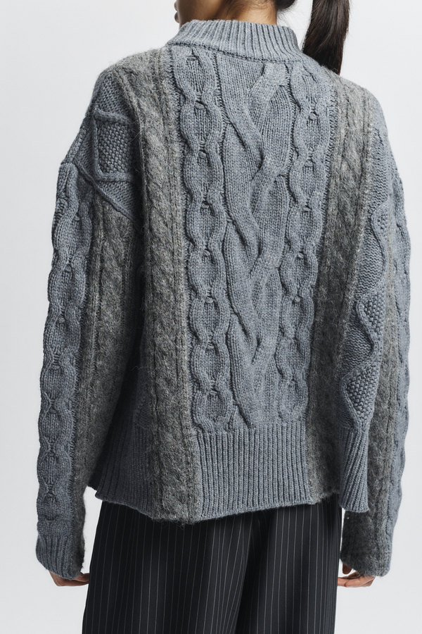 Greyson Cable Sweater, Medium Grey Heather