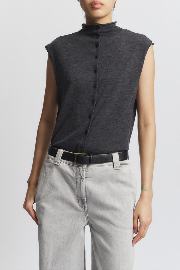 Brooke Sleeveless Sweater, Charcoal