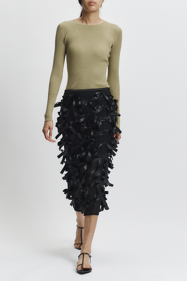 Atlas Rib Crewneck Sweater, Celery