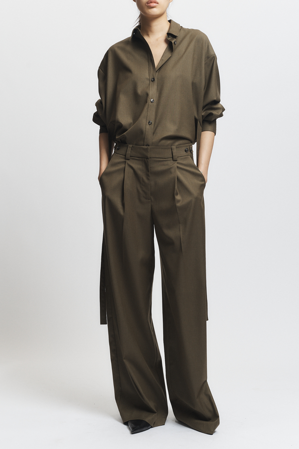 Eliam Wideleg Trouser, Olive