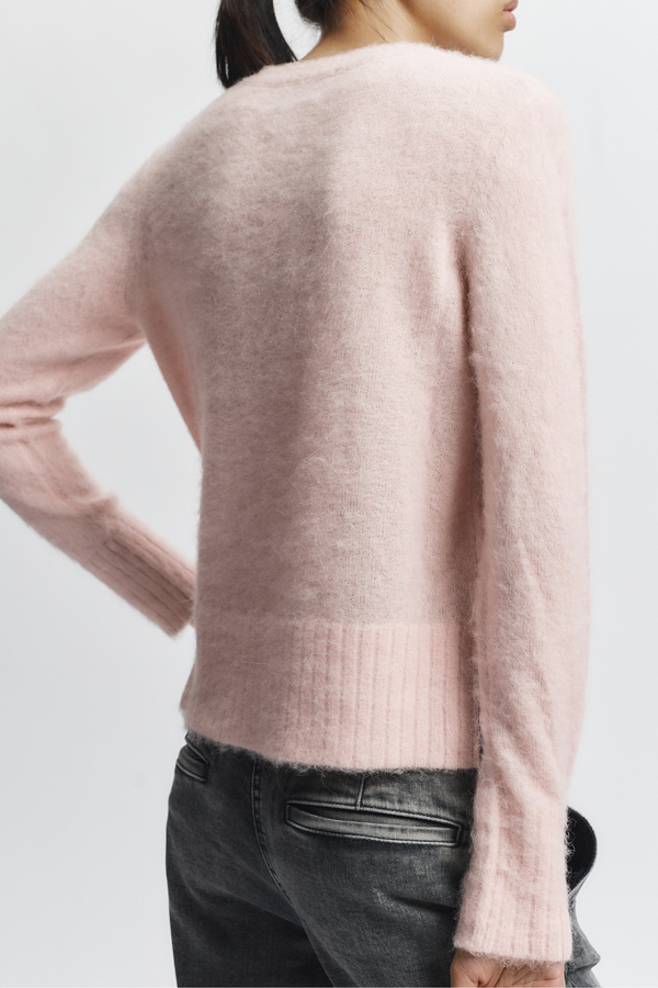 Raylan Crewneck Fur Sweater, Pink