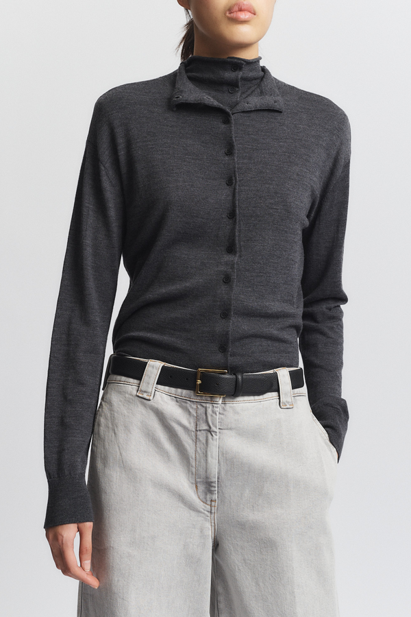 Ashley Buttondown Sweater, Charcoal